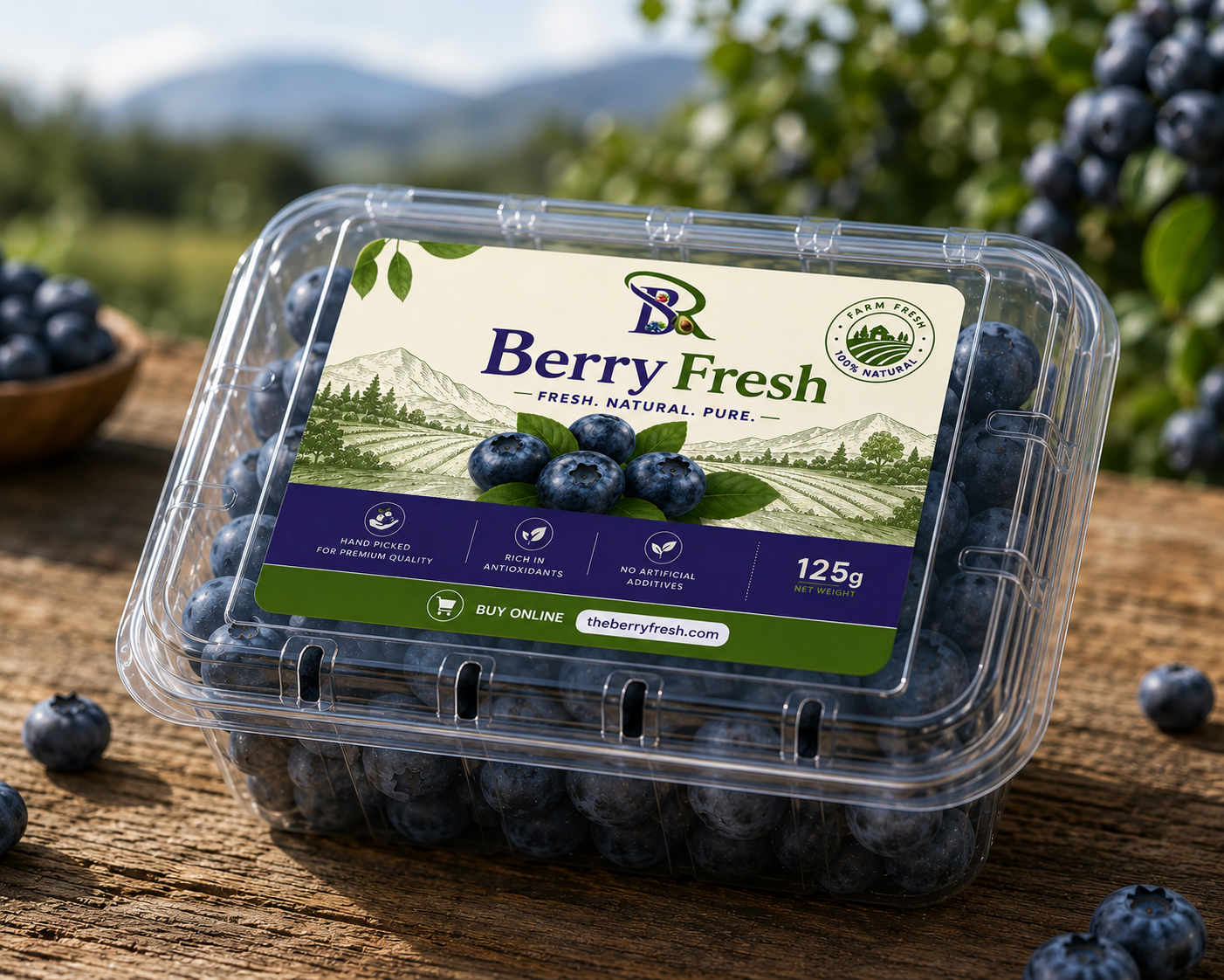 Berry Fresh 125g consumer punnet ready for distribution